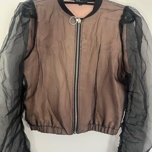 Hot & Delicious Sheer Black Bomber Jacket
